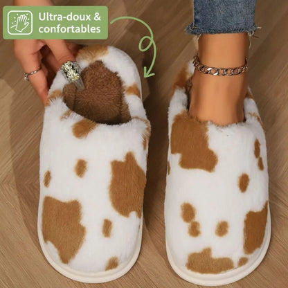 COWZY™ – Chausson vache femme | Chaleur, confort cocooning & semelle antidérapante