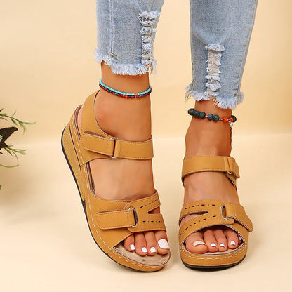 VELORA™ - Sandale compensée orthopédique – Confort ultime & style irrésistible